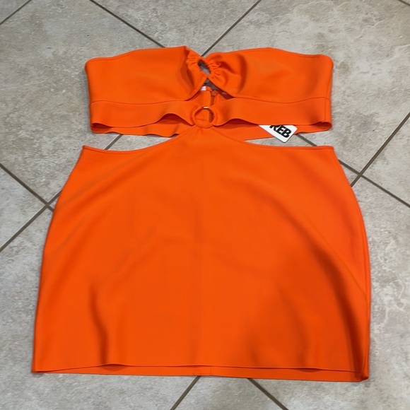 NWT! Rebdolls Orange Double Take Ringed Cut Out Bandage Mini Dress 4X - Picture 3 of 10